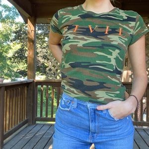 Top is from the Civil brand with an army camo print in a size XS.